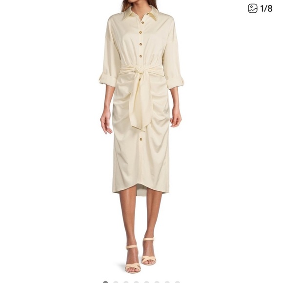 ANTONIO MELANI Dresses & Skirts - ANTONIO MELANI Cream Midi Tie-Waist Skirt
